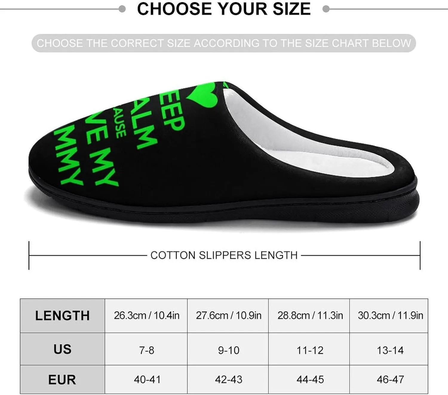 Keep Calm Love My Mommy Men's Cotton Slipper House Warm Shoes Adult Slip On Soft Memory Foam for Indoor Outdoor