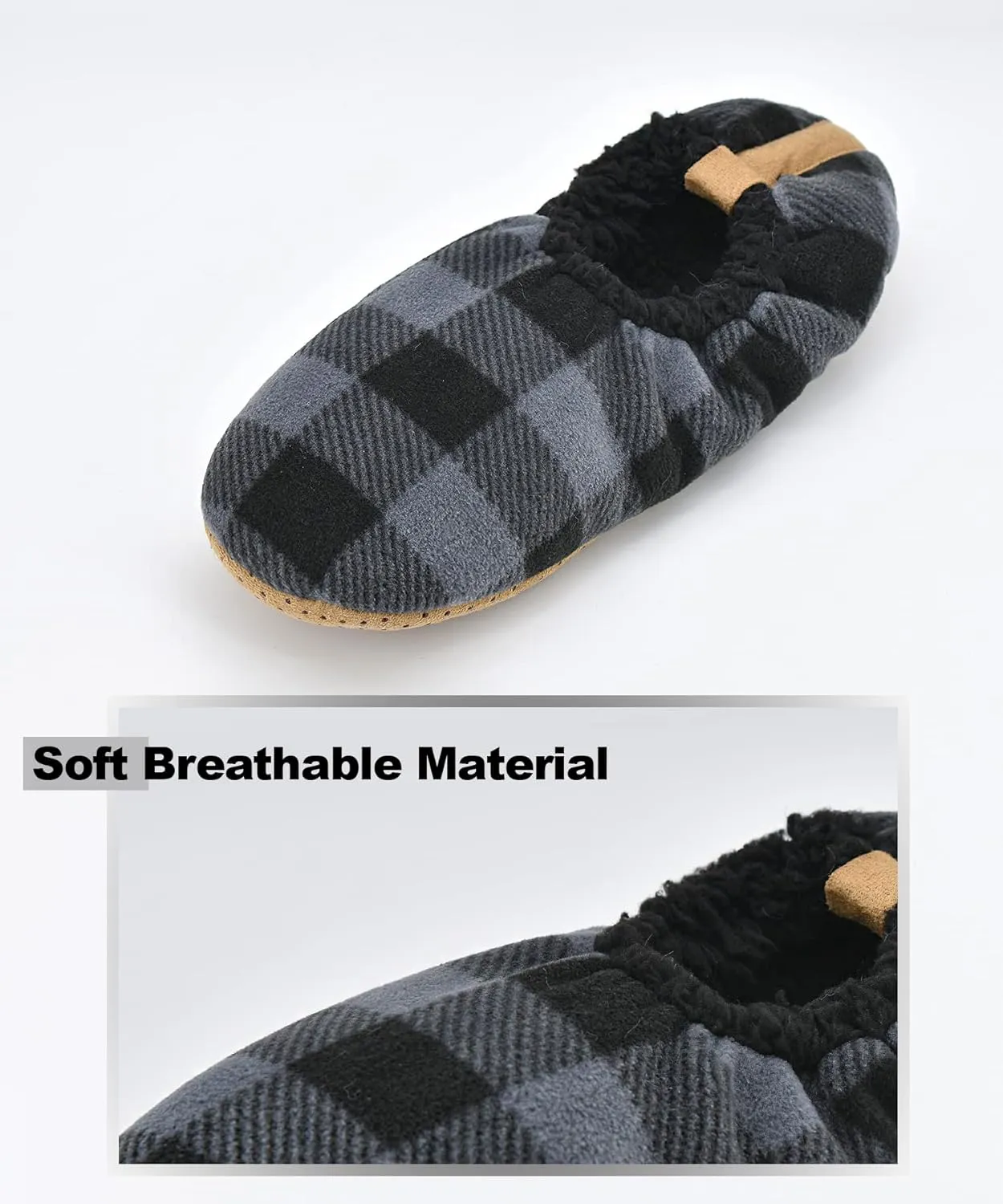 Keyela Mens Slipper Socks With Non Skid Bottoms, Warm Slipper Socks With Grippers For Men, Fuzzy House Slippers