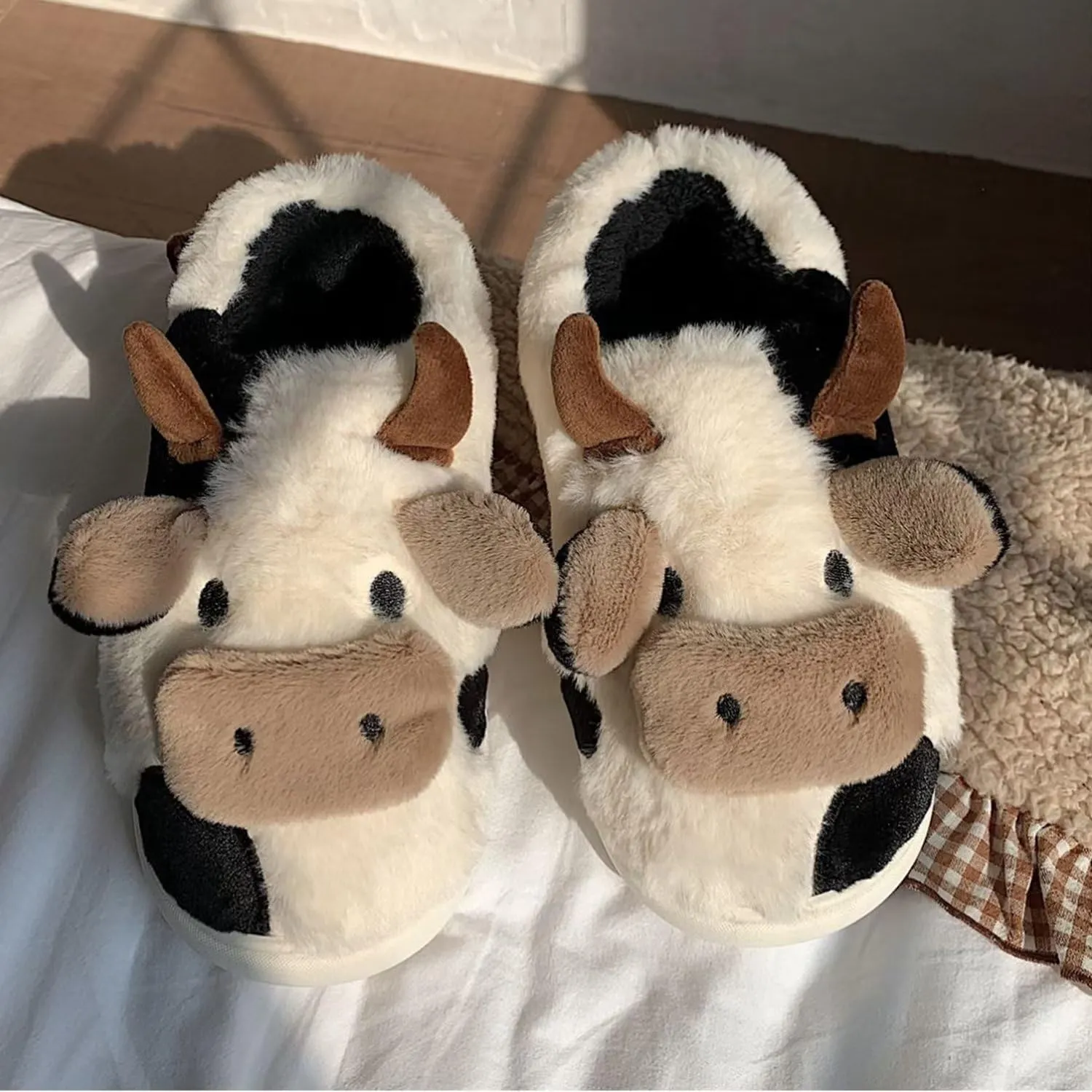 KEYUSHOP Toddler Slippers Boys Girls Kids House Slippers Animal Slippers Bear Bunny Frog Cow Slippers Non-slip Preppy Slippers Warm Winter Fuzzy Slippers Indoor Outdoor House Shoes