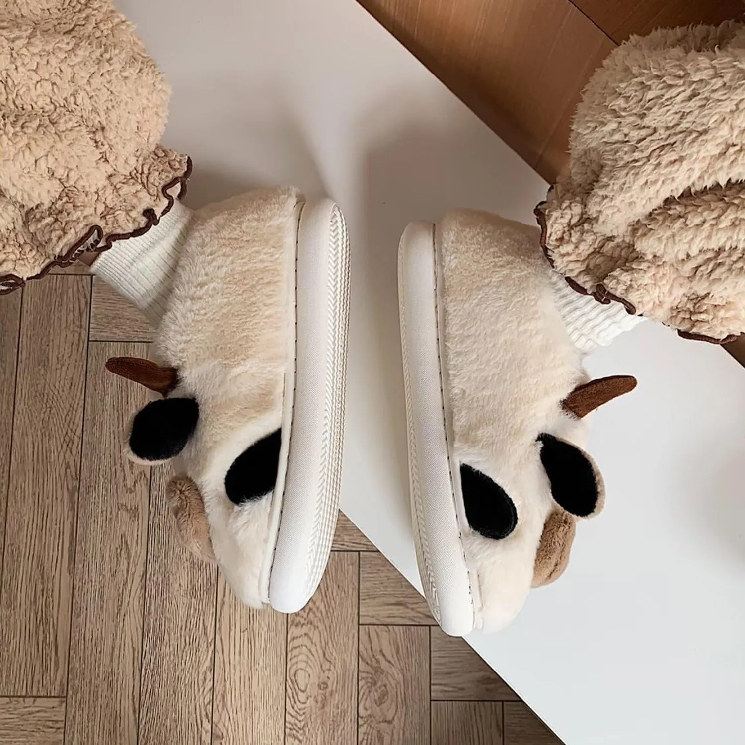 KEYUSHOP Toddler Slippers Boys Girls Kids House Slippers Animal Slippers Bear Bunny Frog Cow Slippers Non-slip Preppy Slippers Warm Winter Fuzzy Slippers Indoor Outdoor House Shoes