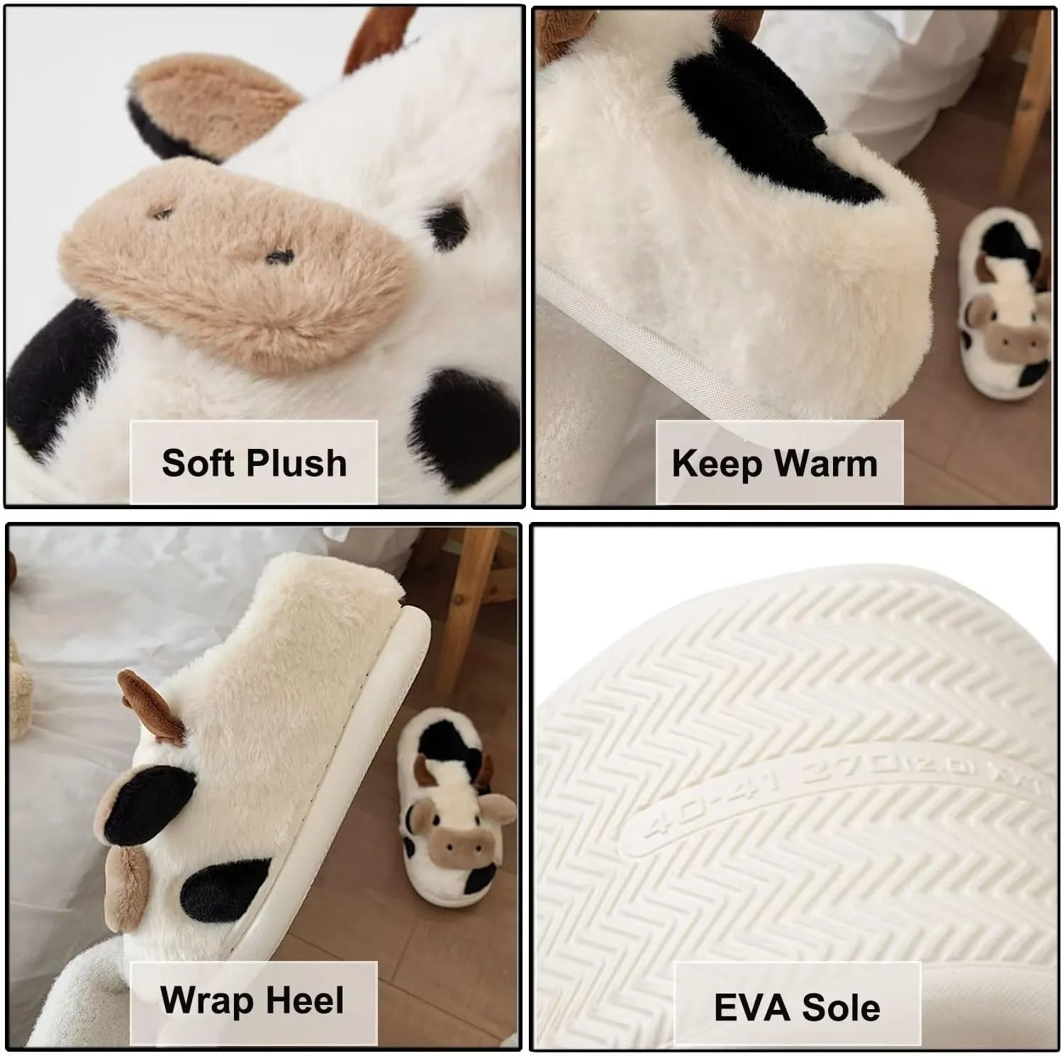 KEYUSHOP Toddler Slippers Boys Girls Kids House Slippers Animal Slippers Bear Bunny Frog Cow Slippers Non-slip Preppy Slippers Warm Winter Fuzzy Slippers Indoor Outdoor House Shoes