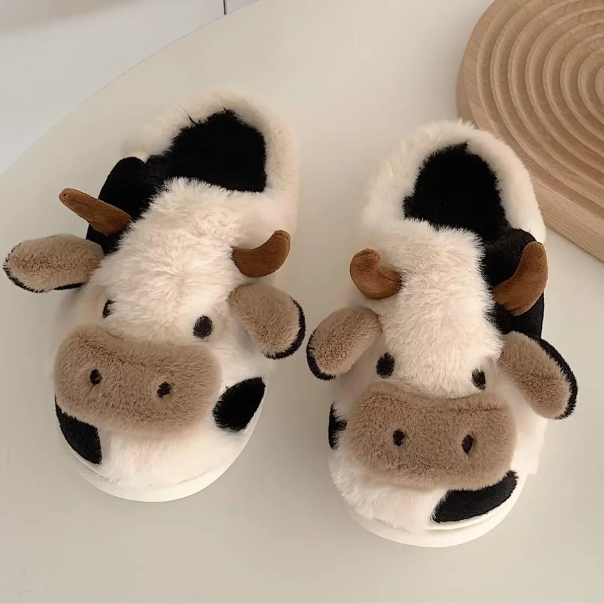 KEYUSHOP Toddler Slippers Boys Girls Kids House Slippers Animal Slippers Bear Bunny Frog Cow Slippers Non-slip Preppy Slippers Warm Winter Fuzzy Slippers Indoor Outdoor House Shoes