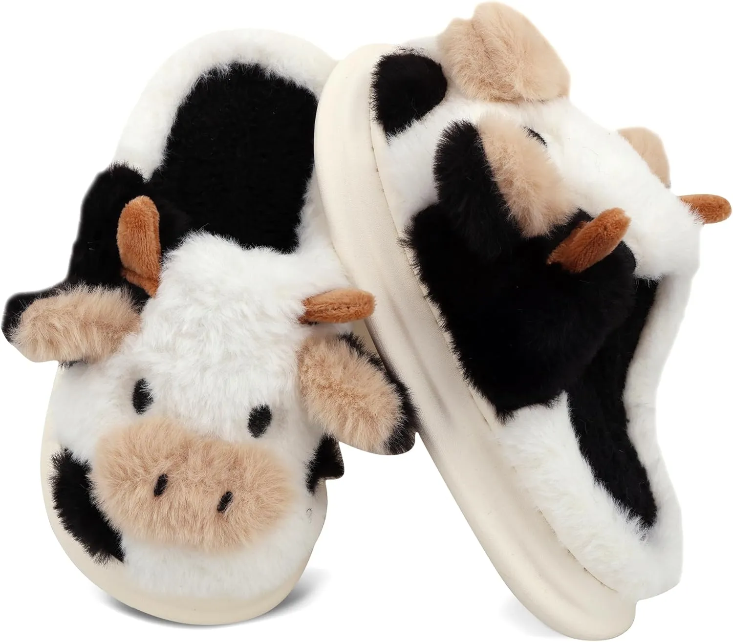 Kids Cow Slippers - Toddler Boys & Girls Soft Plush Animal Slippers - Winter Comfy Warm Fuzzy Memory Foam Non-slip Indoor/Outdoor Shoes