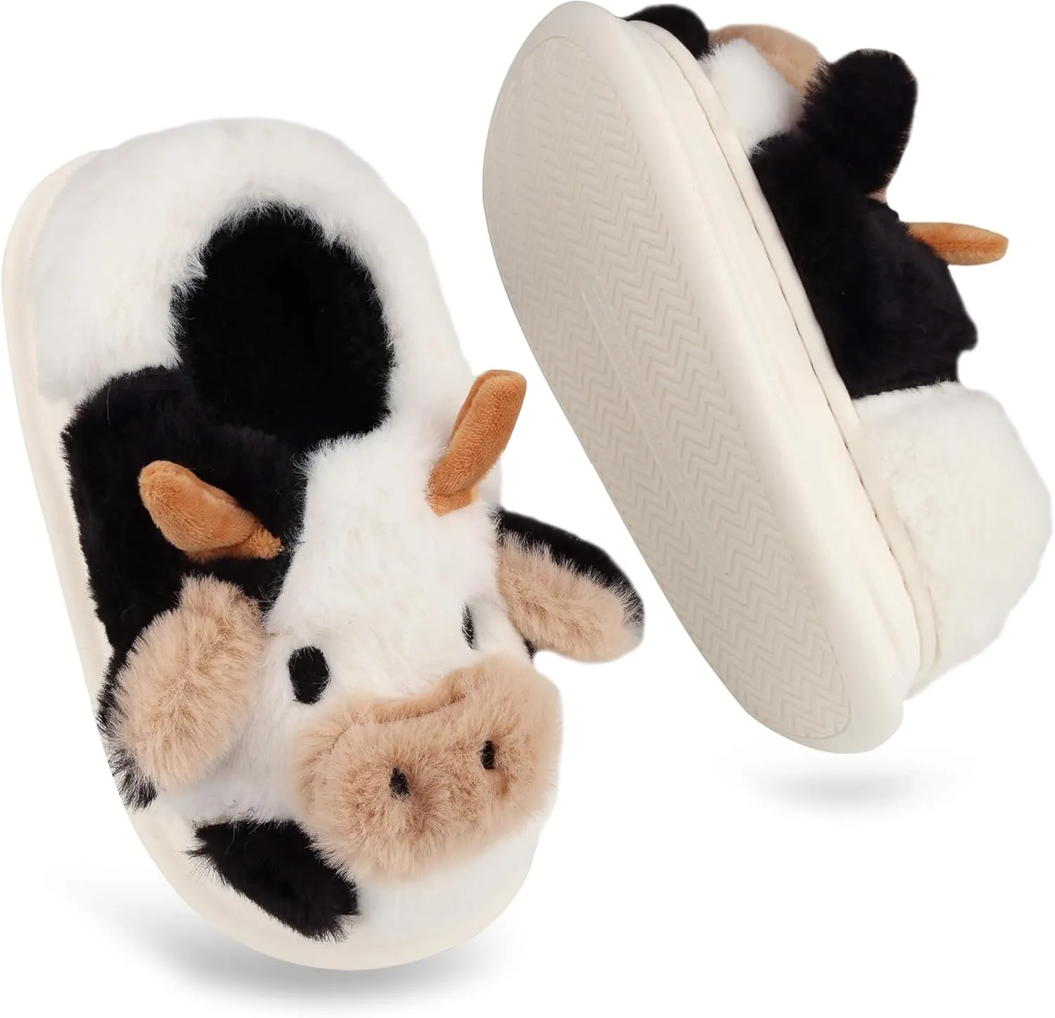 Kids Cow Slippers - Toddler Slippers for Boys & Girls, Cute Animal Design, Indoor/Outdoor Plush, Warm & Fuzzy, Memory Foam Insole