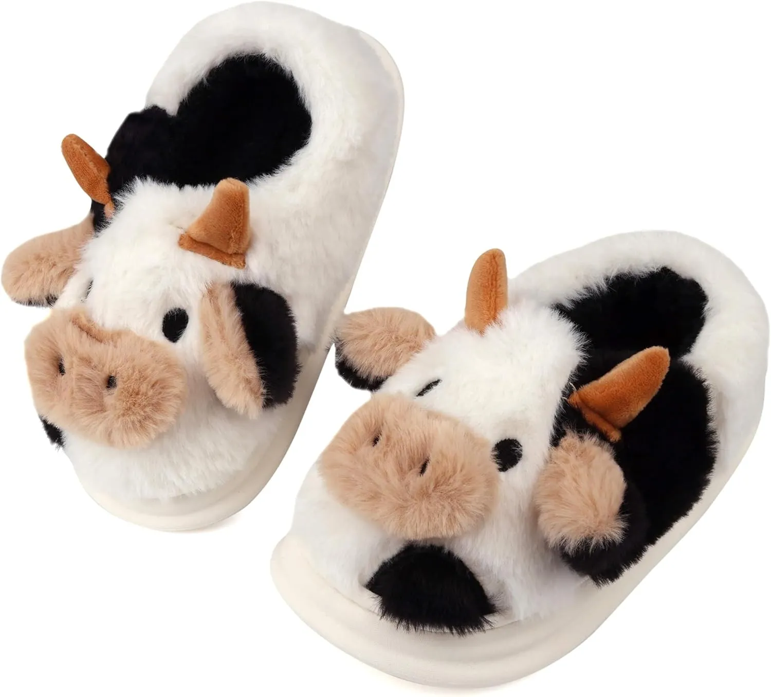 Kids Cow Slippers - Toddler Slippers for Boys & Girls, Cute Animal Design, Indoor/Outdoor Plush, Warm & Fuzzy, Memory Foam Insole