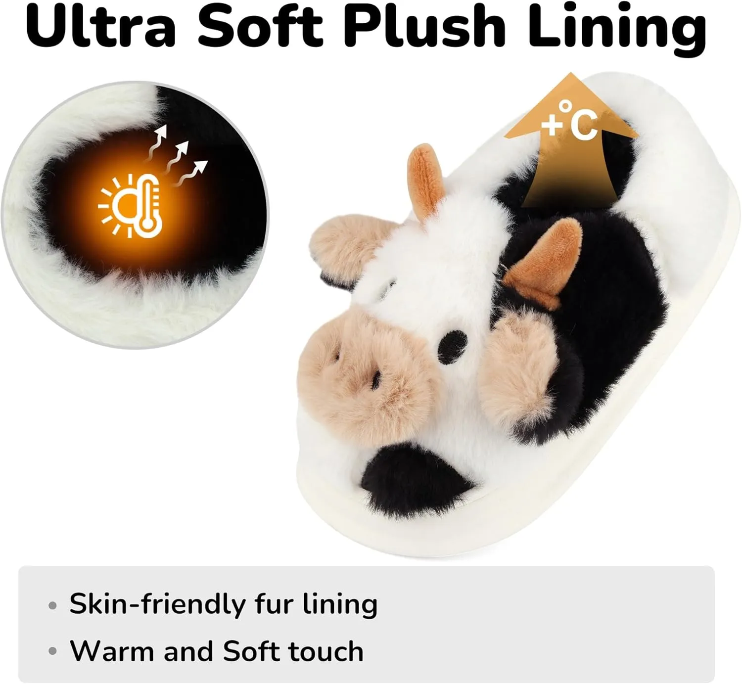 Kids Cow Slippers - Toddler Slippers for Boys & Girls, Cute Animal Design, Indoor/Outdoor Plush, Warm & Fuzzy, Memory Foam Insole