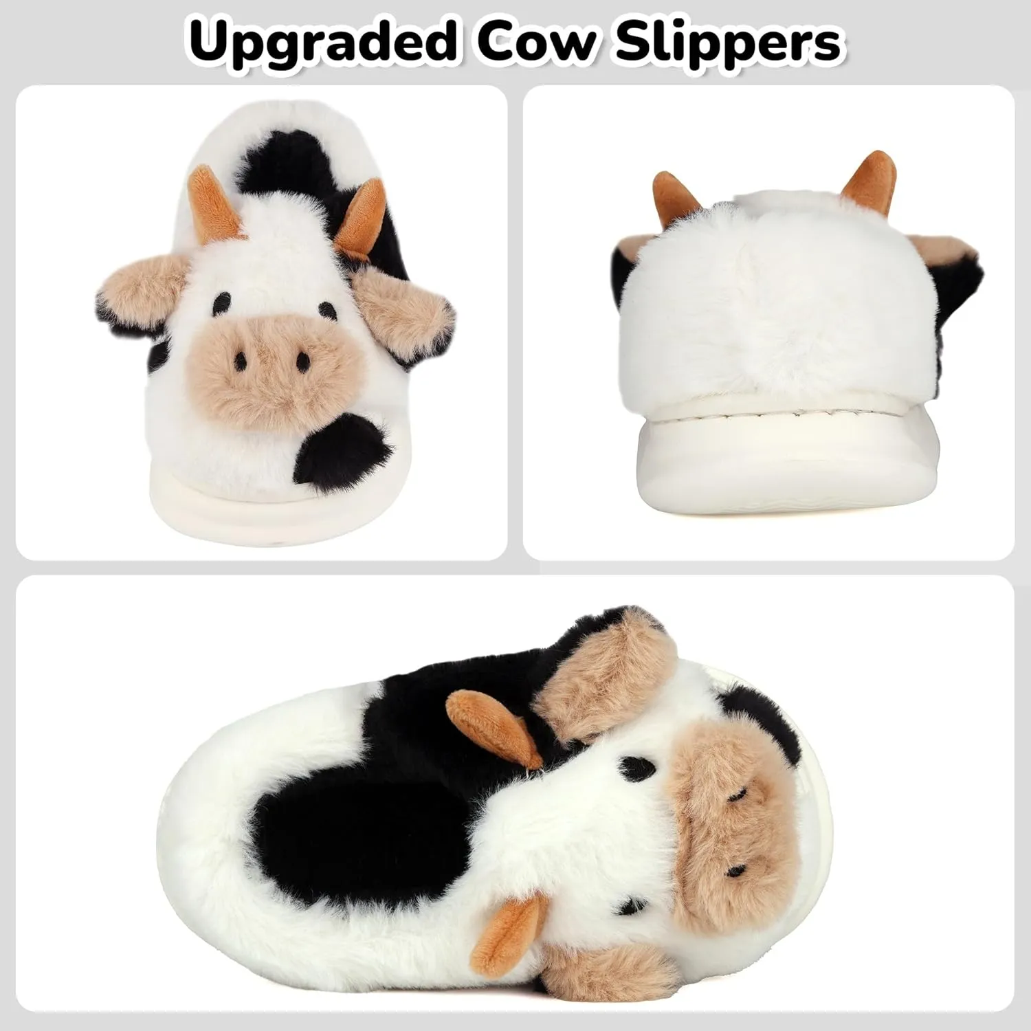 Kids Cow Slippers - Toddler Slippers for Boys & Girls, Cute Animal Design, Indoor/Outdoor Plush, Warm & Fuzzy, Memory Foam Insole