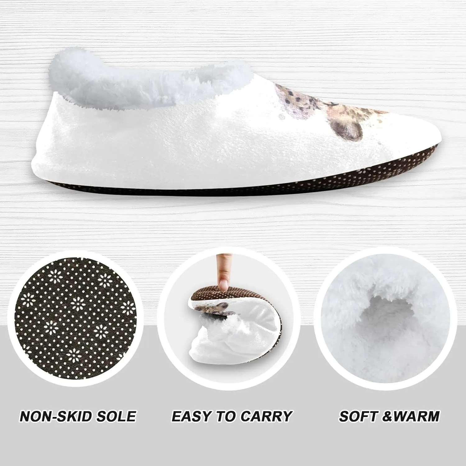 Kids Toddler House Slippers Cheetah Cub Winter Home House Warm Fur Indoor Slipper for Boys Girls, 9-11
