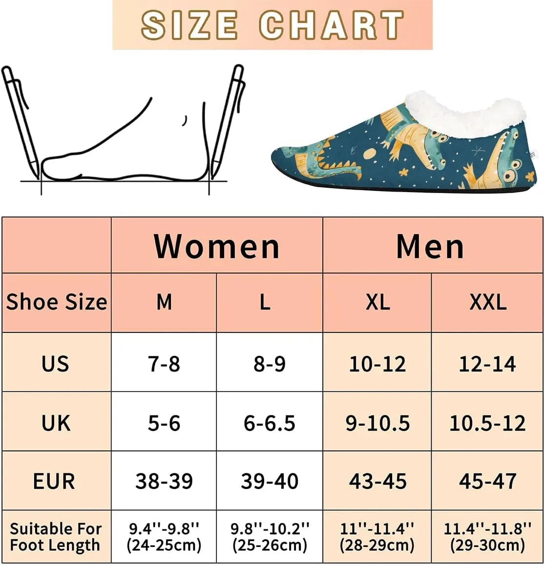 KOBLEN Animals Crocodiles Slippers for Women House Shoes with Fleece Lining Wide Comfy Full Slippers Lightweight Cozy Loafer with Rubber Sole Unisex Slippers Adults for Indoor Outdoor