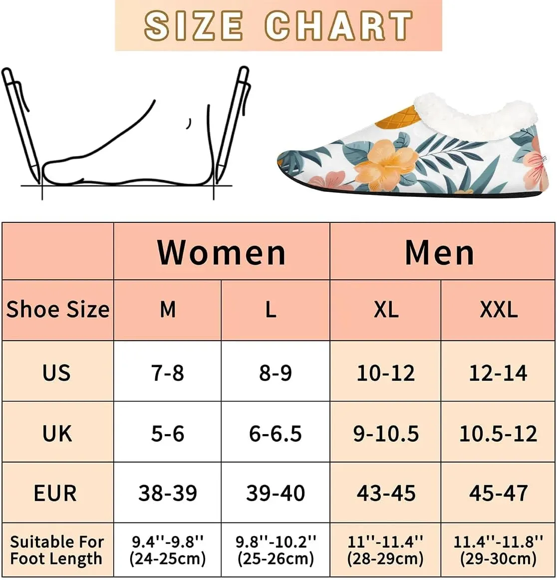 KOBLEN Pineapple Flowers Leaves Slippers for Women House Shoes with Fleece Lining Wide Comfy Full Slippers Lightweight Cozy Loafer with Rubber Sole Unisex Slippers Adults for Indoor Outdoor