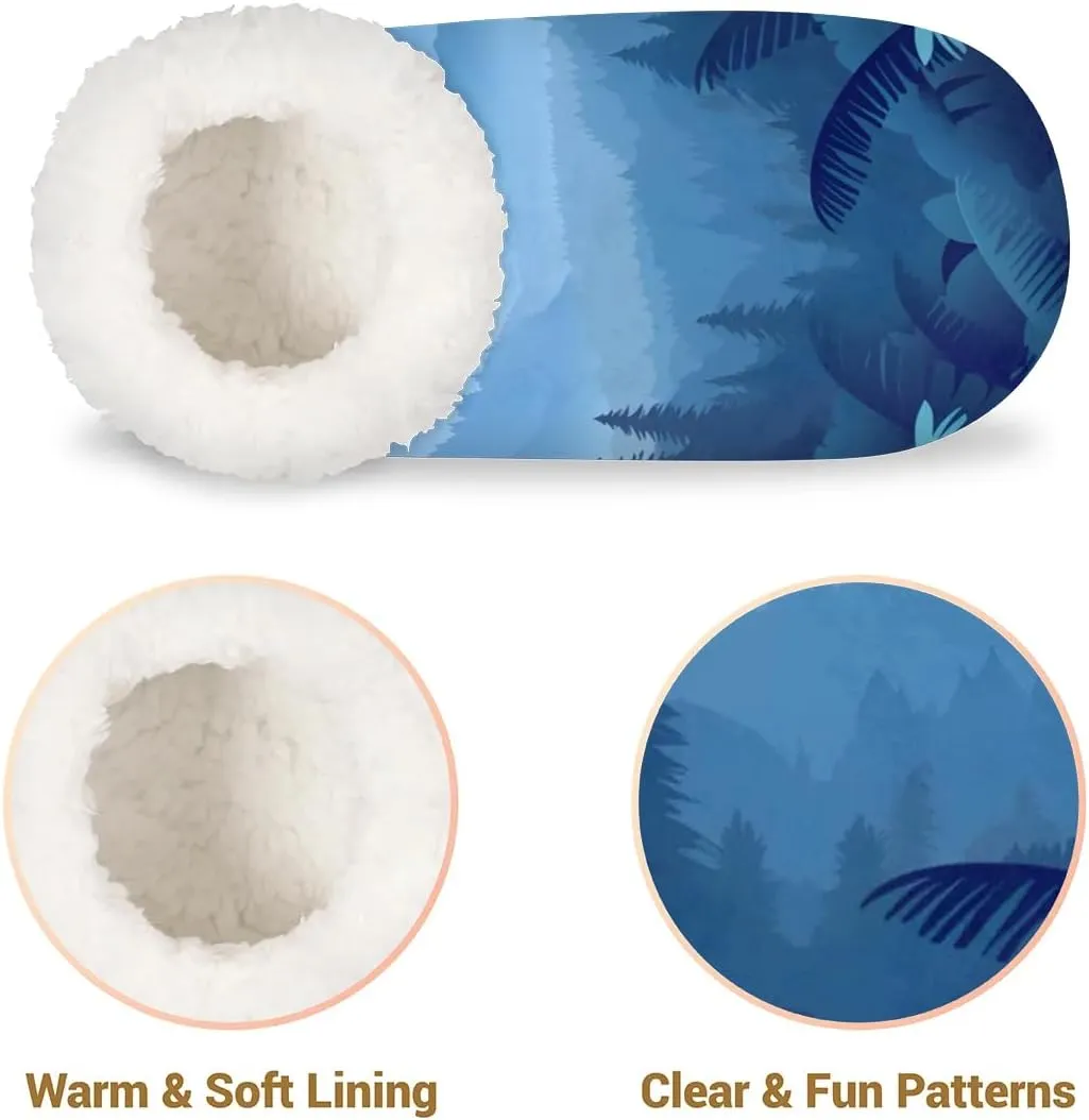 KOBLEN Sunrise Forest Landscape Slippers for Women House Shoes with Fleece Lining Wide Comfy Full Slippers Lightweight Cozy Loafer with Rubber Sole Unisex Slippers Adults for Indoor Outdoor