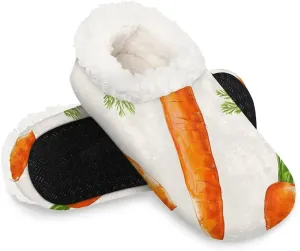 KOBLEN Vegetables Carrot Slippers for Women House Shoes with Fleece Lining Wide Comfy Full Slippers Lightweight Cozy Loafer with Rubber Sole Unisex Slippers Adults for Indoor Outdoor