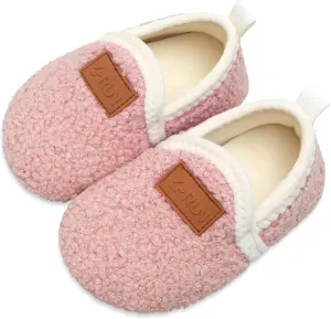 L-RUN Toddler Boys Girls House Slippers Indoor Home Shoes Warm Slipper Socks for Kids Baby Soft Winter Warm Walking Shoes