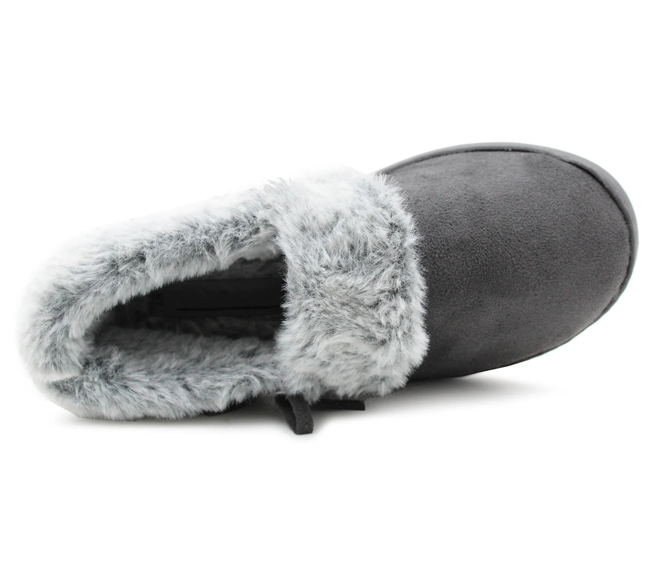 Ladies Faux Fur Lined Slippers Womens Warm Winter Slip On Hard Sole House Shoes