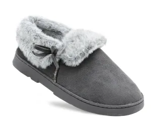 Ladies Faux Fur Lined Slippers Womens Warm Winter Slip On Hard Sole House Shoes