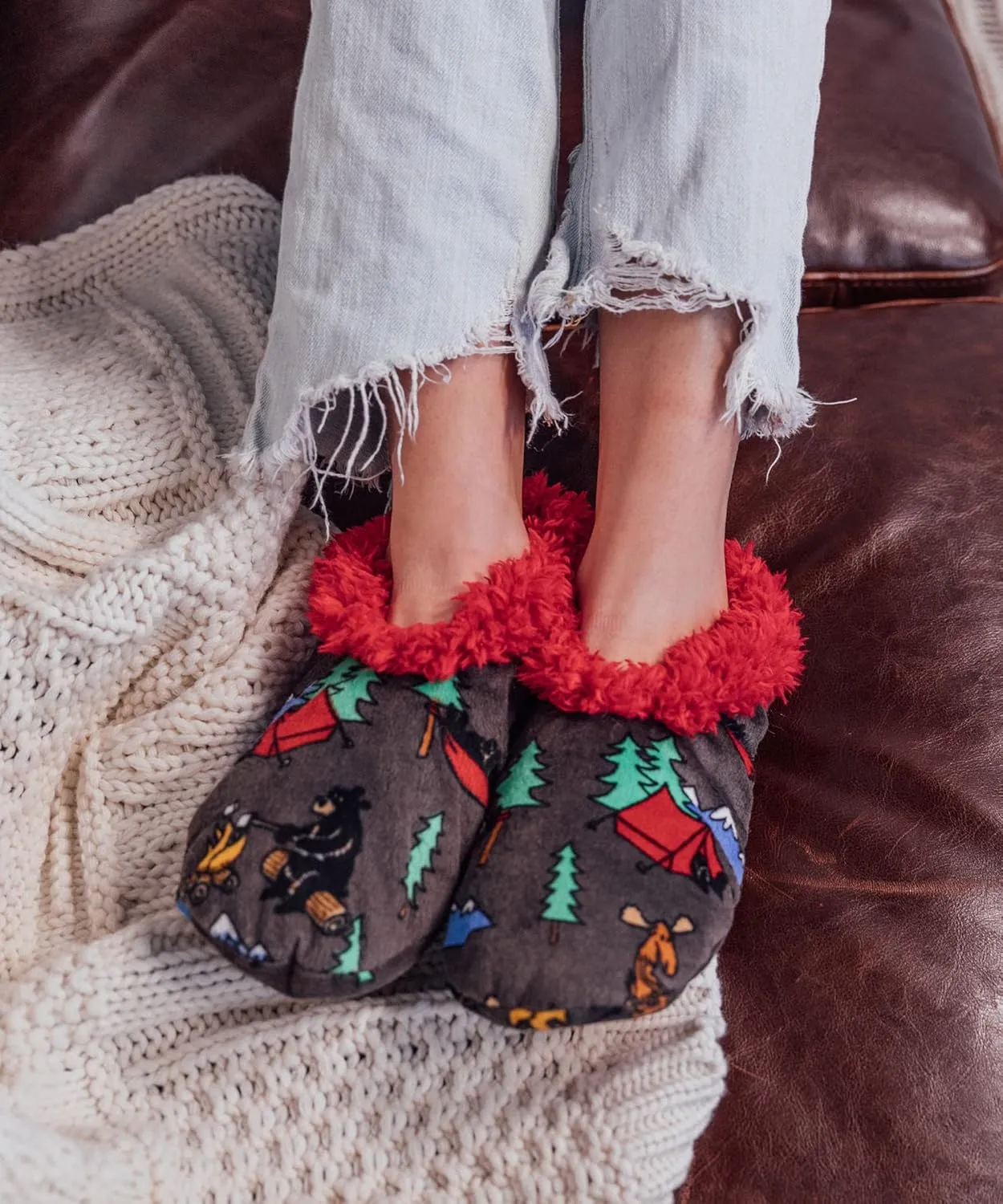 Lazy One Fuzzy Feet Slipper Socks for Women, Cute Fleece-Lined House Slippers, Non-Skid Slipper Socks