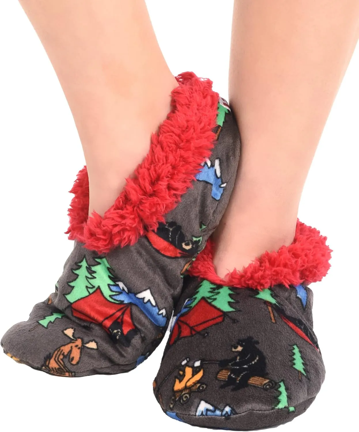 Lazy One Fuzzy Feet Slipper Socks for Women, Cute Fleece-Lined House Slippers, Non-Skid Slipper Socks