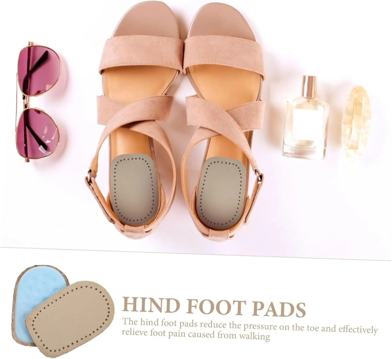 Leather Foot Protective Pads Set of 8 High-Heeled Shoe Heel Pads Blisters Prevention Inserts Rear Half Mats Comfortable Support