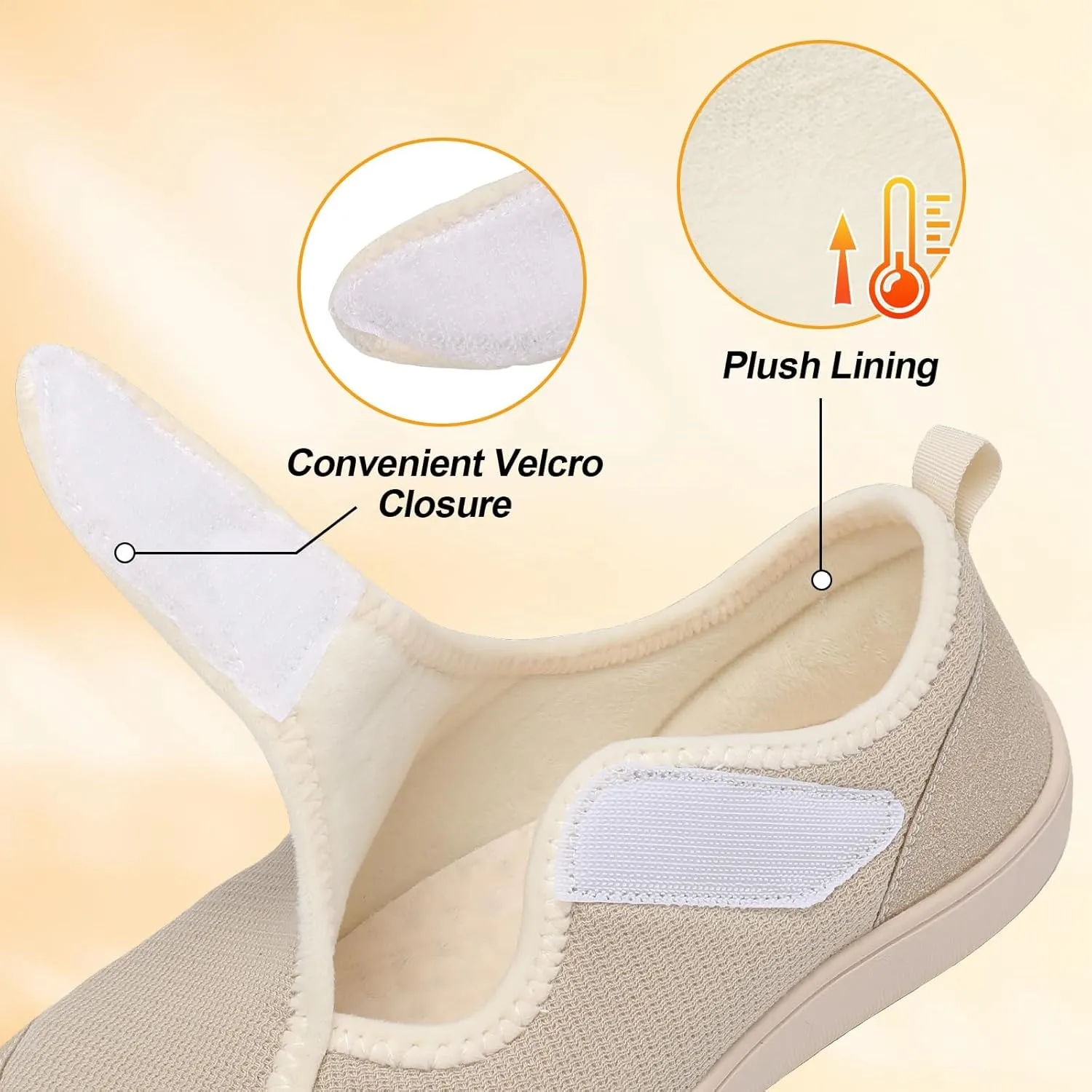 LeIsfIt Womens Slippers Wide Diabetic Shoes Adjustable Arthritis Edema House Shoes Indoor Outdoor Slippers