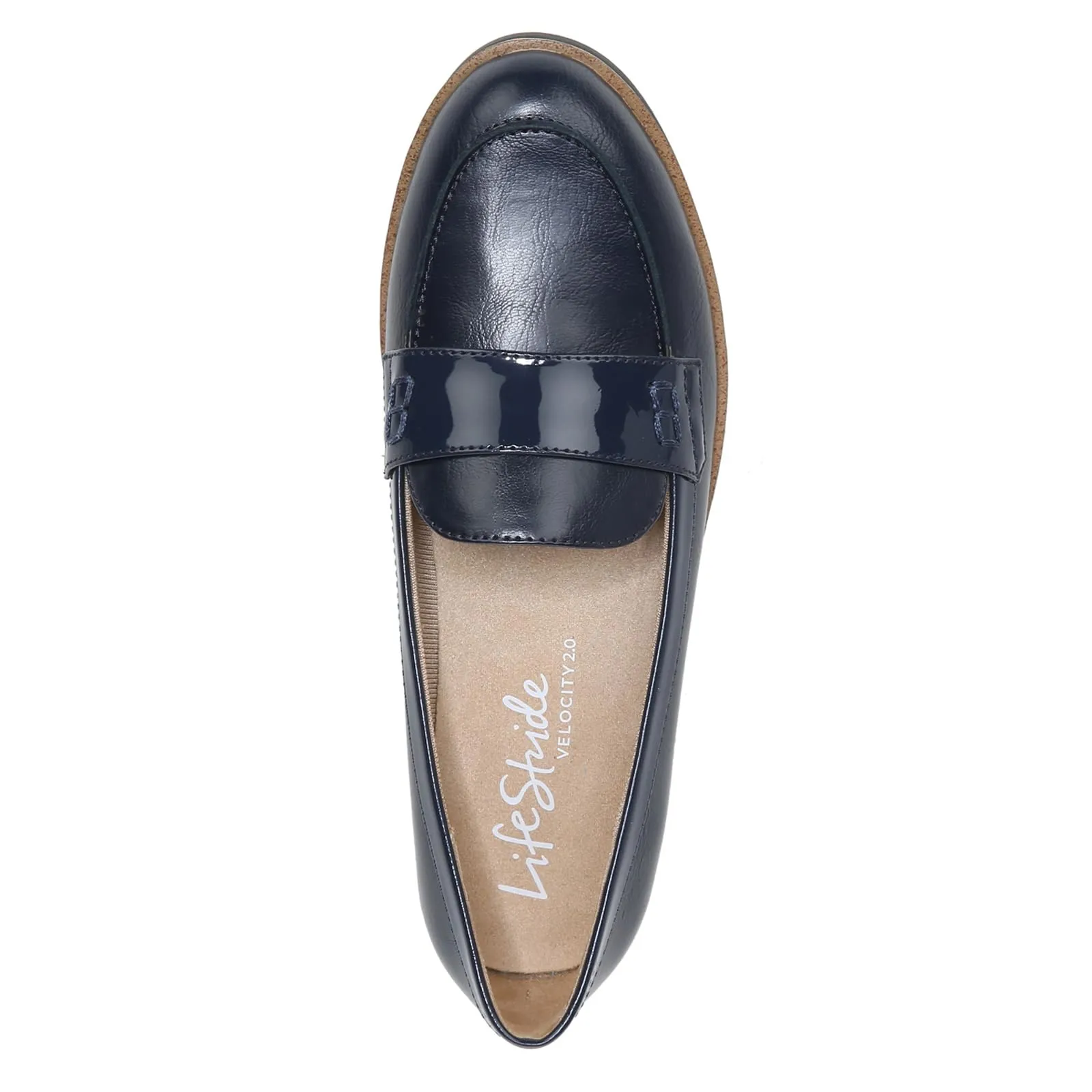 LifeStride Womens Zee Loafer, Navy Shiny, 6.5 US