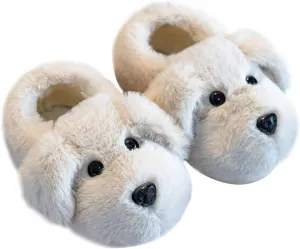 Little Girls Boys Dog Plush Slippers Toddler Doggy Warm Shoes Little Kids House Slippers Kids Fur Lined Warm Home Slipper Shoes