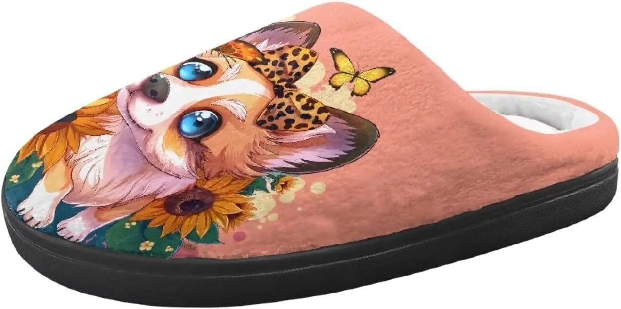 Little Girls Slippers Indoor Comfort Cute Pattern Size 9-15 Black