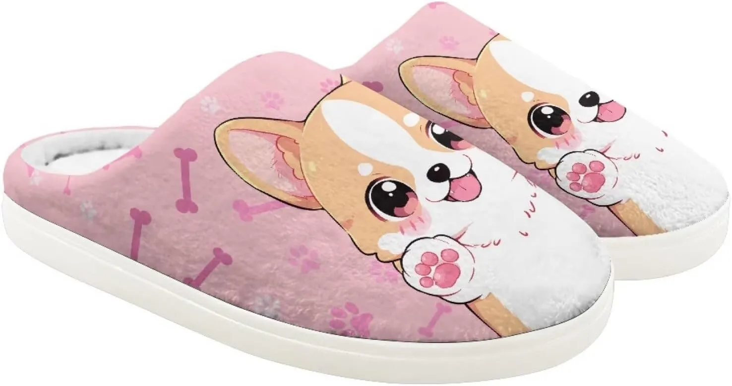 Little Girls Slippers Indoor Comfort Cute Pattern Size 9-15 White