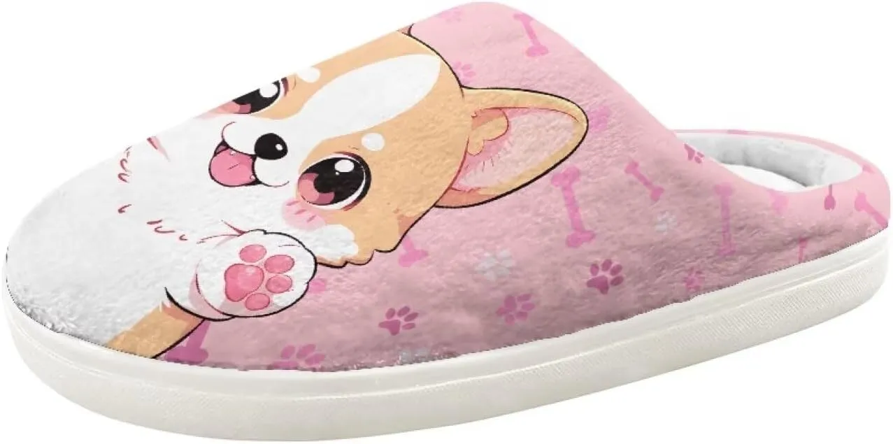 Little Girls Slippers Indoor Comfort Cute Pattern Size 9-15 White
