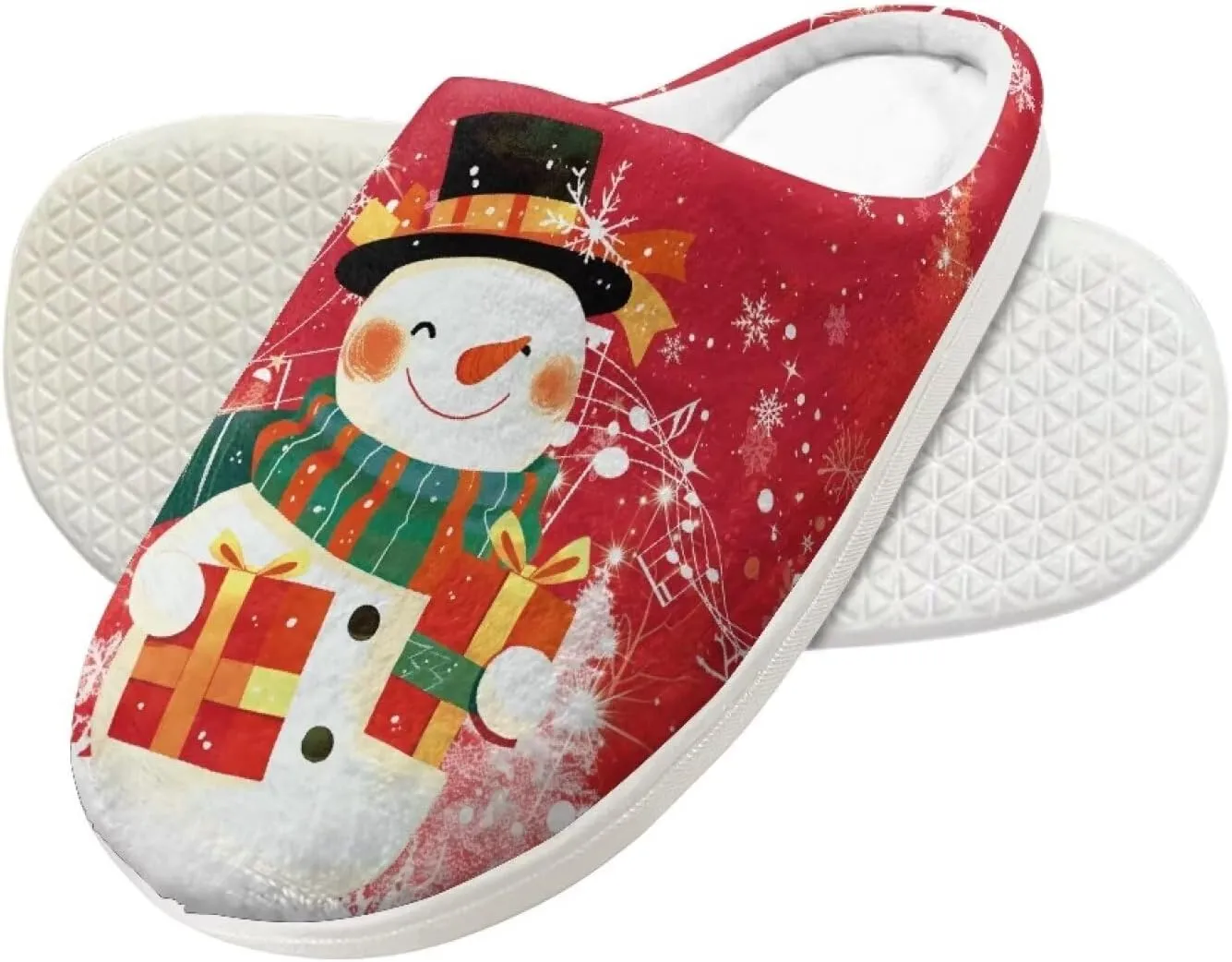Little Girls Slippers Indoor Comfort Cute Pattern Size 9-15 White