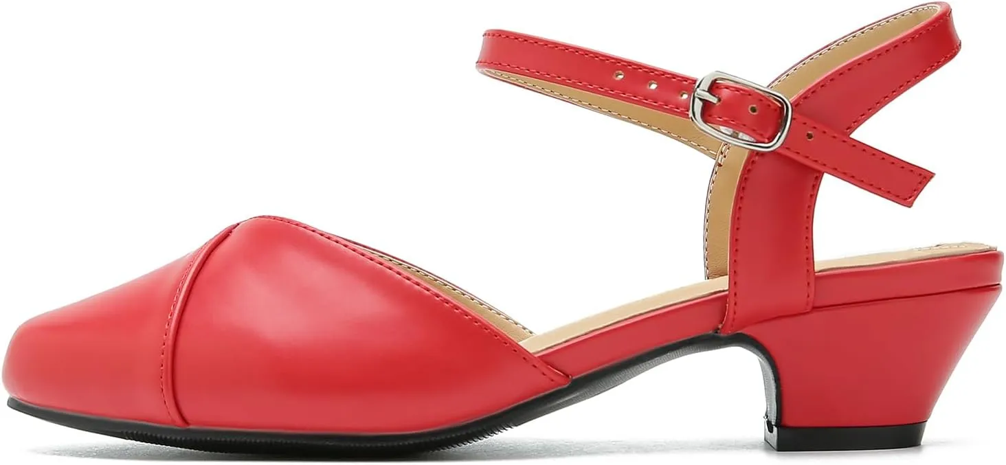LIURUIJIA Women's Low Chunky Heel Slingback Dress Shoes Comfortable Closed Toe Block Heels Sandals