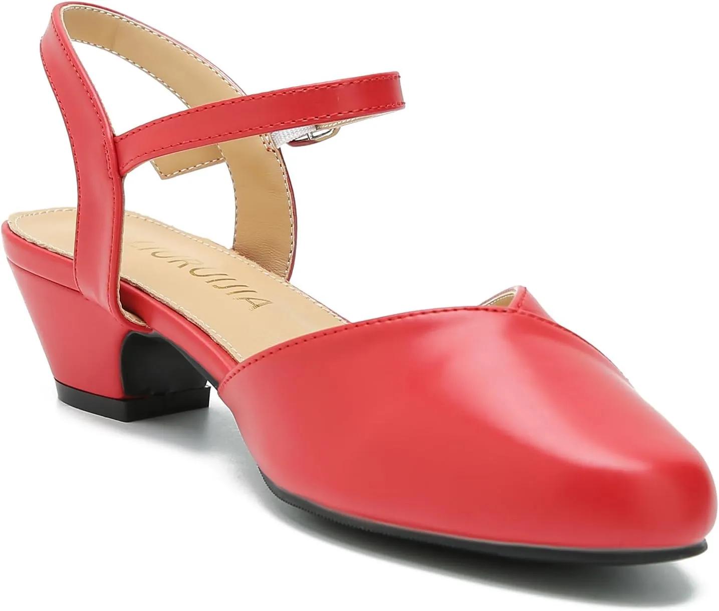 LIURUIJIA Women's Low Chunky Heel Slingback Dress Shoes Comfortable Closed Toe Block Heels Sandals
