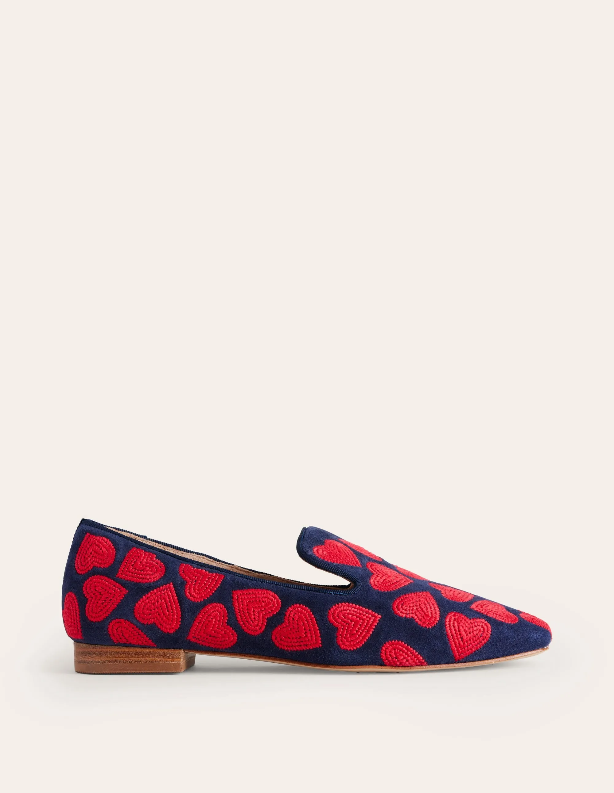 Loafer im Slipper-Stil-Marineblau, Rote Herzen