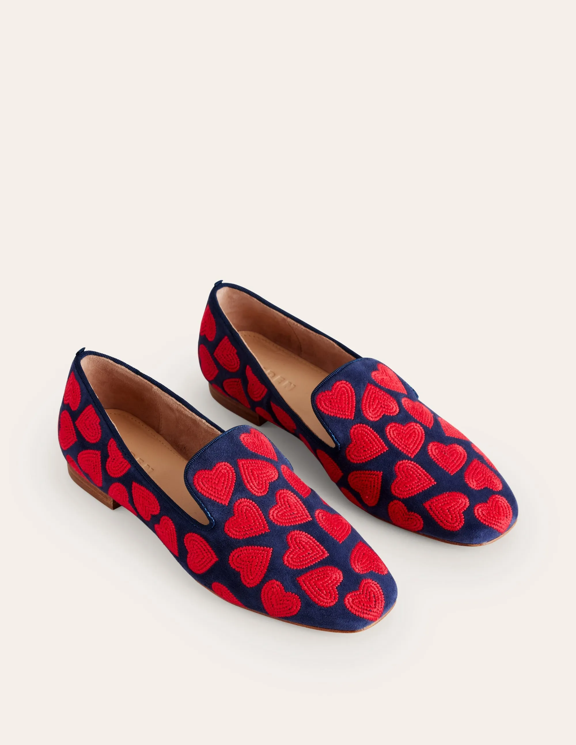 Loafer im Slipper-Stil-Marineblau, Rote Herzen