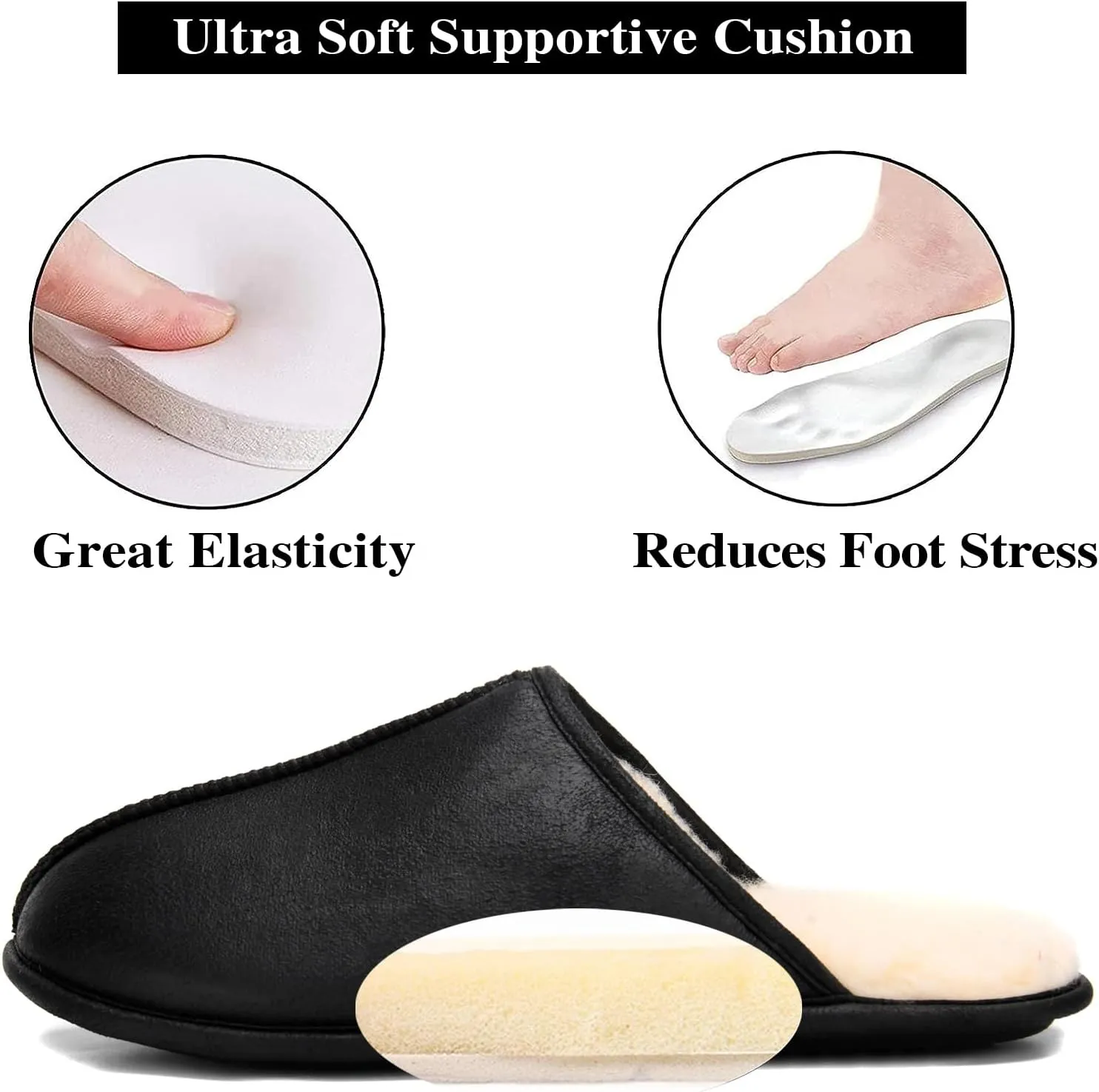 LORDFON Mens-Memory-Foam-Slip-On-House-Slippers Closed Toe Scuff Indoor Home Slipper for Men Comfy Cozy Soft Non-Slip Bedroom Slippers Houseshoes