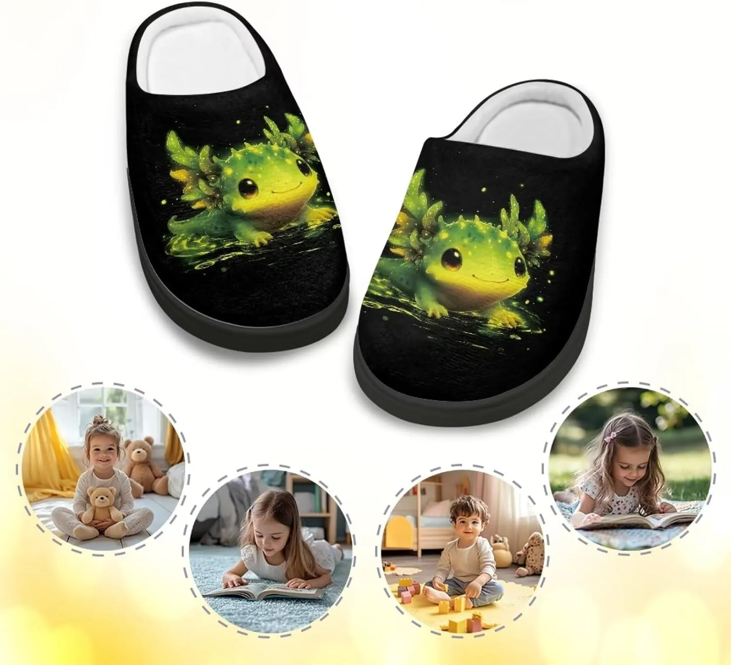 Lotusorchid Kids House Slipper for Boys Girls, Cozy Warm Boys Sleep Slippers with Rubber Sole, Closed Toe Slip On Bedroom Slippers