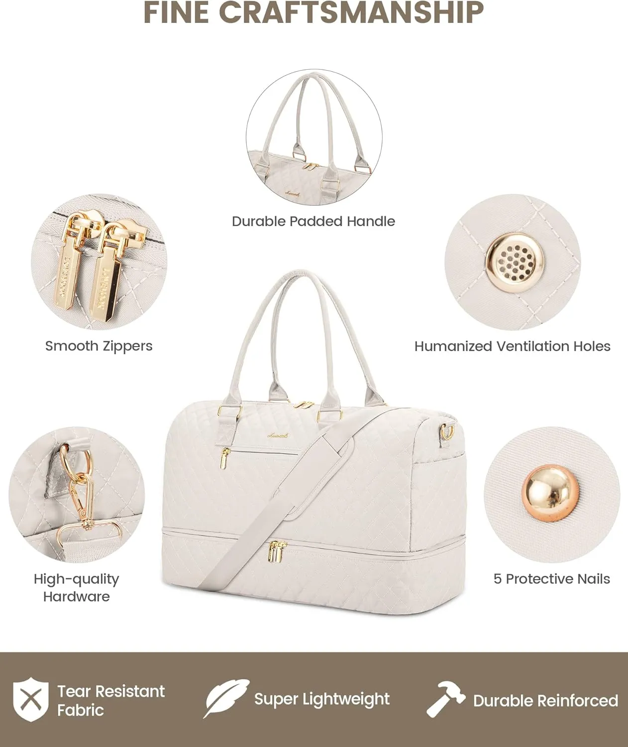 LOVEVOOK Travel Duffle Bag for Women, Weekender Overnight Bag with Shoe Compartment, Carry on Bag with Toiletry Bag, Gym Duffel Bag with Wet Pocket, Hospital Bags for Labor and Delivery 3 Pcs Set