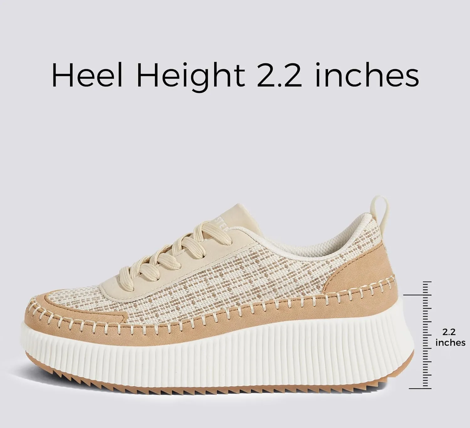 LUCKY STEP Women's Platform Sneakers Rhinestone Fashion Chunky Casual Sparkly Retro Braided Walking Shoes