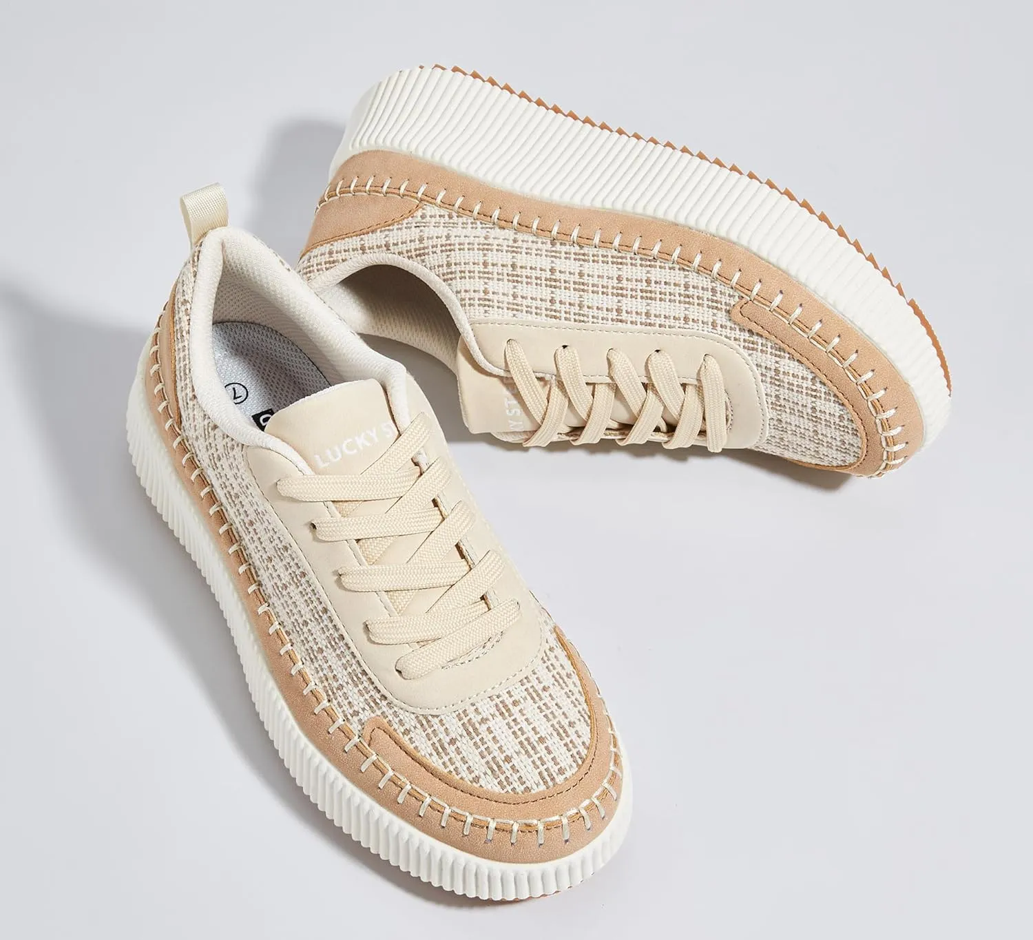 LUCKY STEP Women's Platform Sneakers Rhinestone Fashion Chunky Casual Sparkly Retro Braided Walking Shoes
