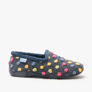 Lunar HELIX Womens Polka Dot Full Slippers Blue