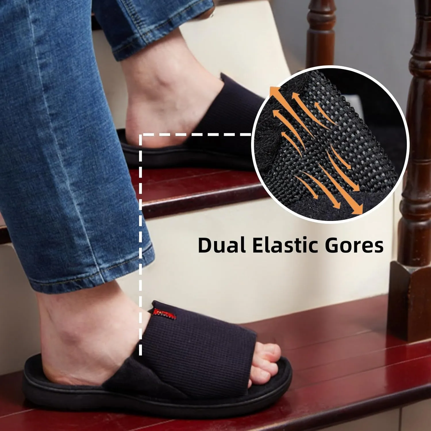 Magtoe Men's Slip-on Slippers Open Toe Home Non-Slip Home Slippers Memory Foam Slippers for Men