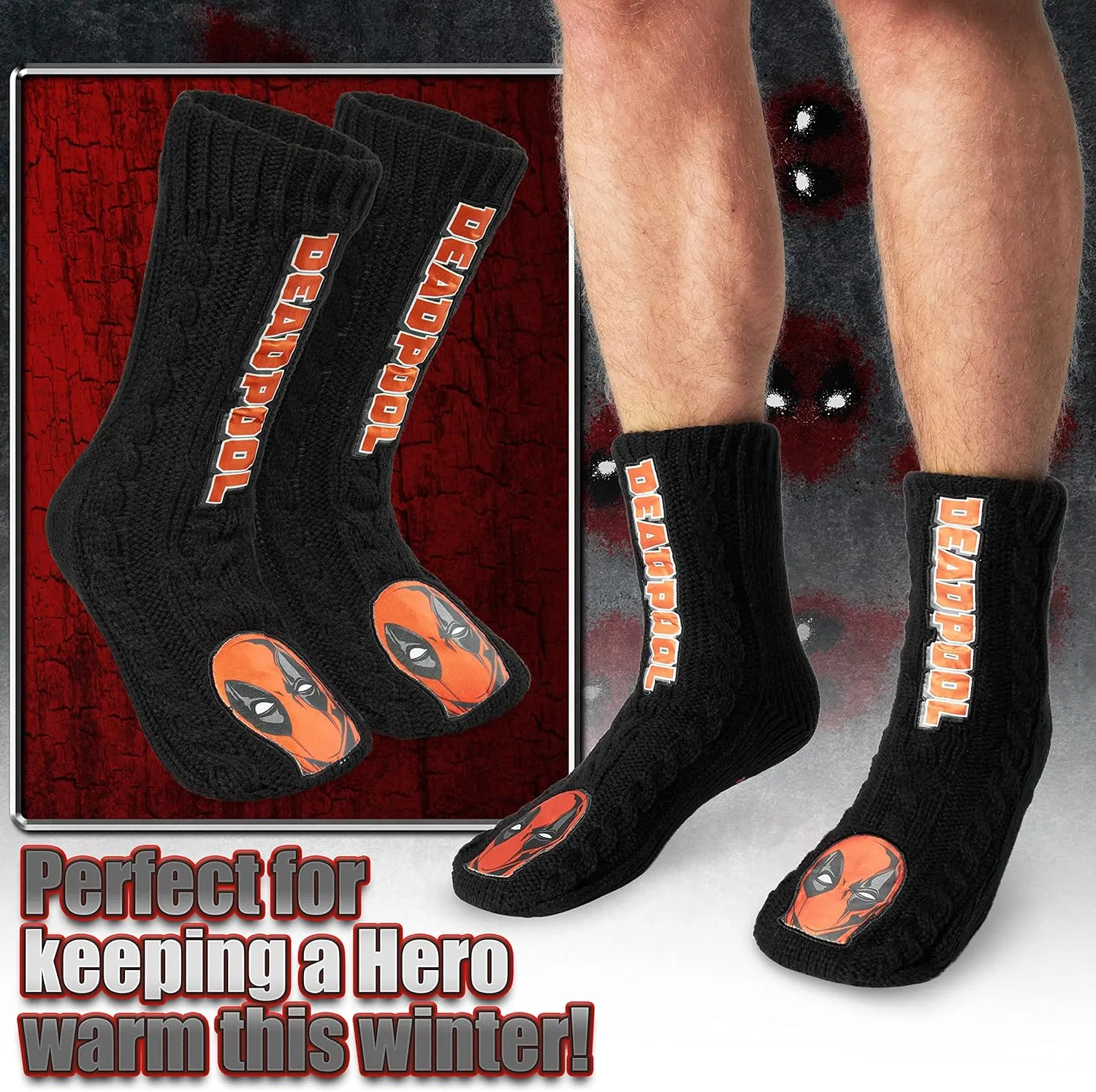 Marvel Fluffy Socks, Mens Slipper Socks, Black Panther Thor Warm Knitted Socks
