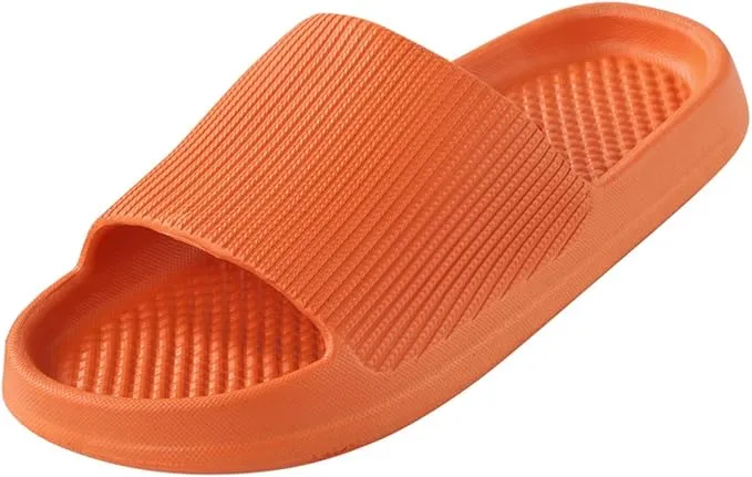 Men and Women Home Slippers Slippers Flat Non Slip Bathroom Sandals and Slippers Memory Foam Sandals Women (Orange, 7)