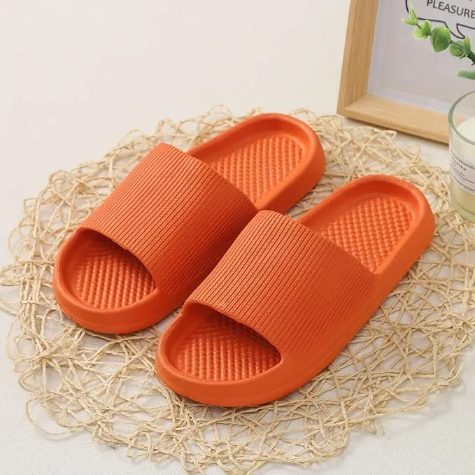 Men and Women Home Slippers Slippers Flat Non Slip Bathroom Sandals and Slippers Memory Foam Sandals Women (Orange, 7)