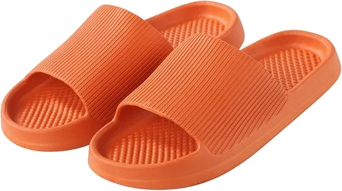 Men and Women Home Slippers Slippers Flat Non Slip Bathroom Sandals and Slippers Memory Foam Sandals Women (Orange, 7)
