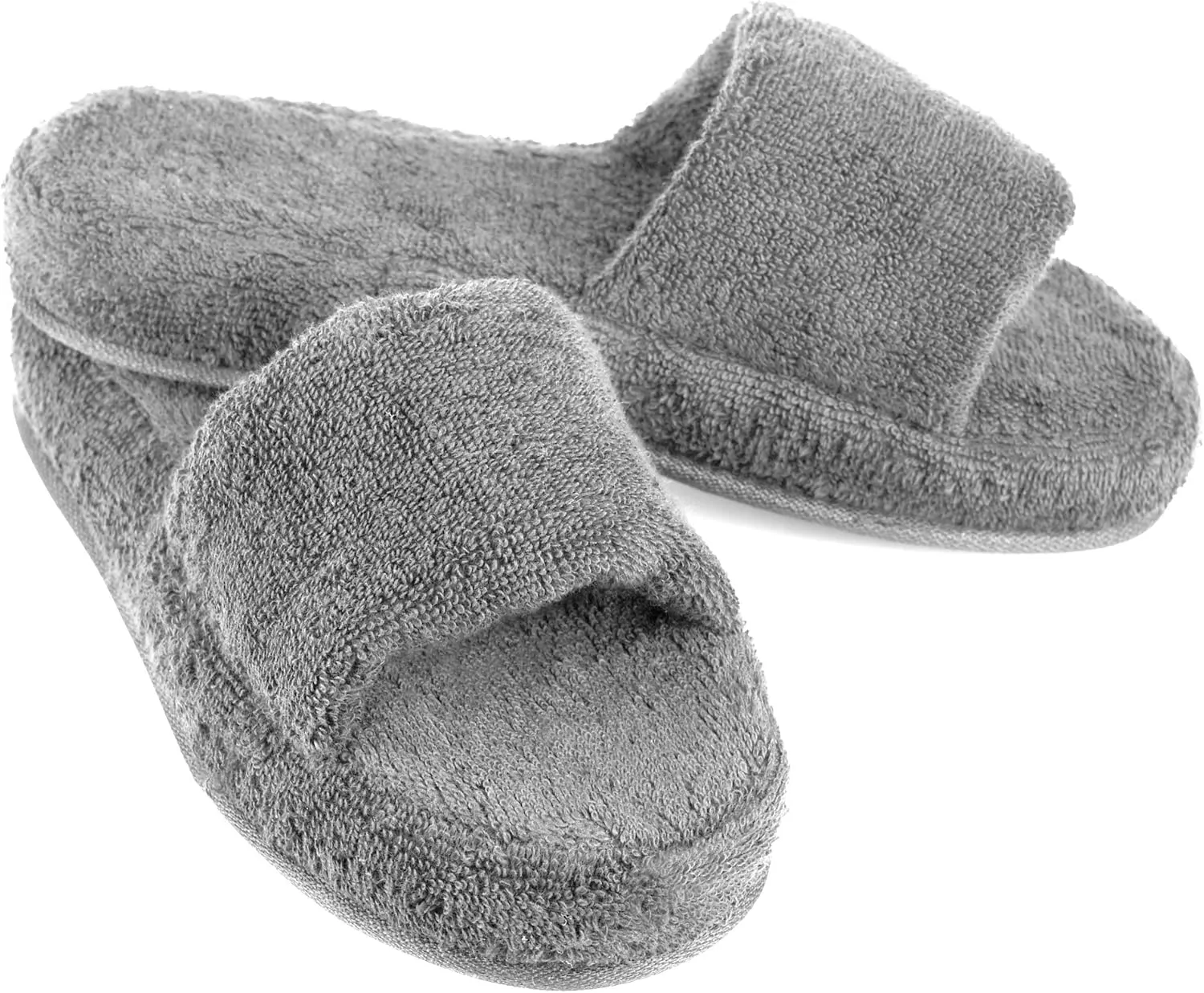 Men's and Women's Cozy Memory Foam Soft Premium 100% Turkish Terry Cotton Cloth Open Toe Spa House Indoor Slippers