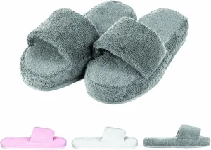 Men's and Women's Cozy Memory Foam Soft Premium 100% Turkish Terry Cotton Cloth Open Toe Spa House Indoor Slippers