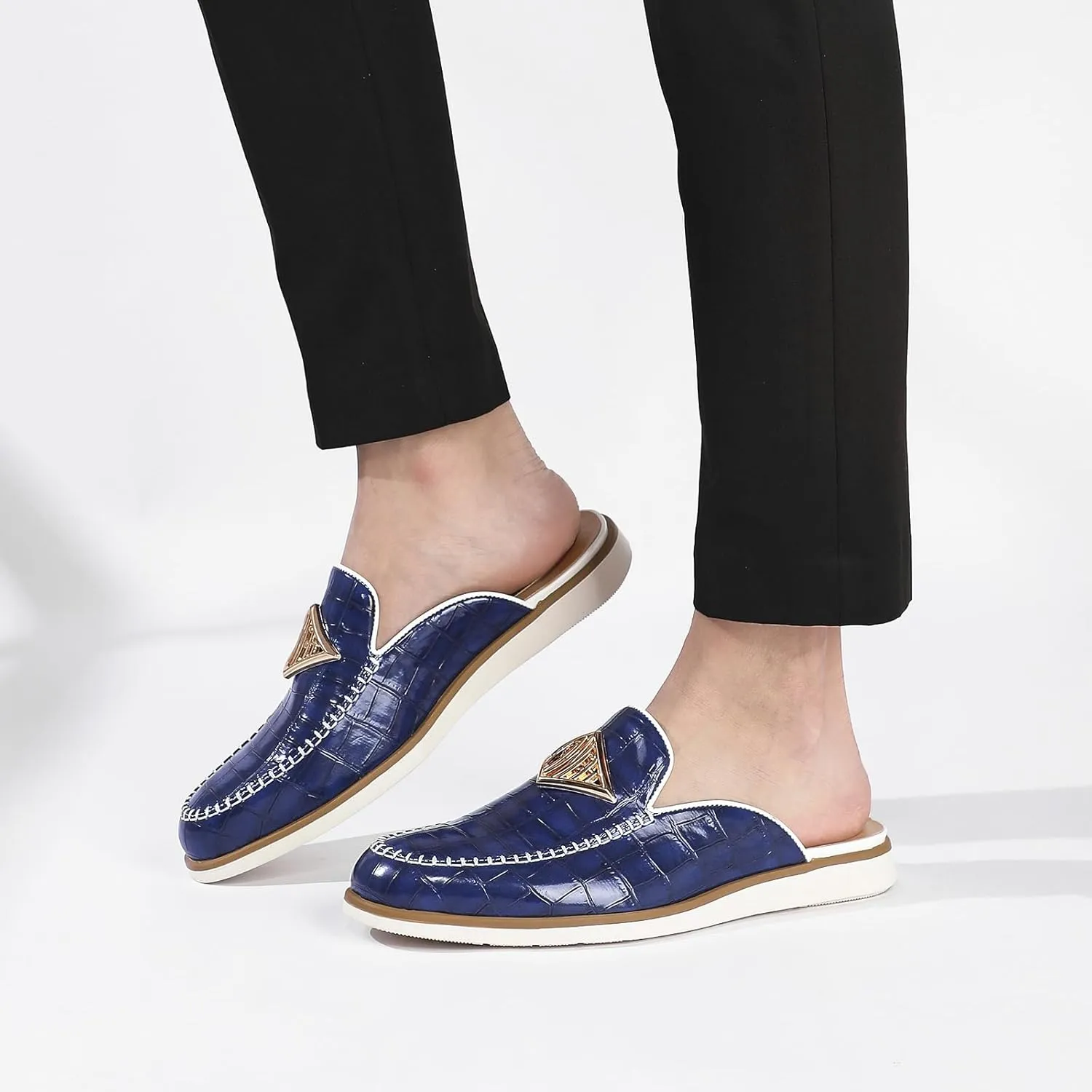 Men's Casual Slip-on Mule Loafer,Mens Fashion Backless Dress Slippers Comfy Lightweight Walking Penny Shoes for Men