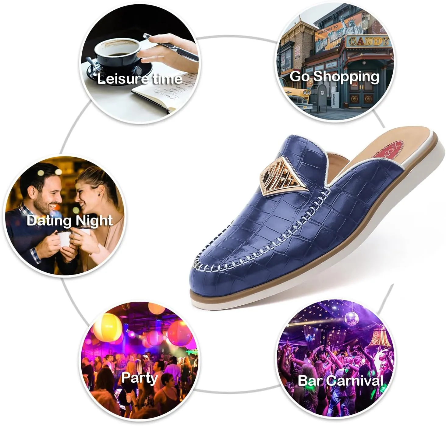 Men's Casual Slip-on Mule Loafer,Mens Fashion Backless Dress Slippers Comfy Lightweight Walking Penny Shoes for Men