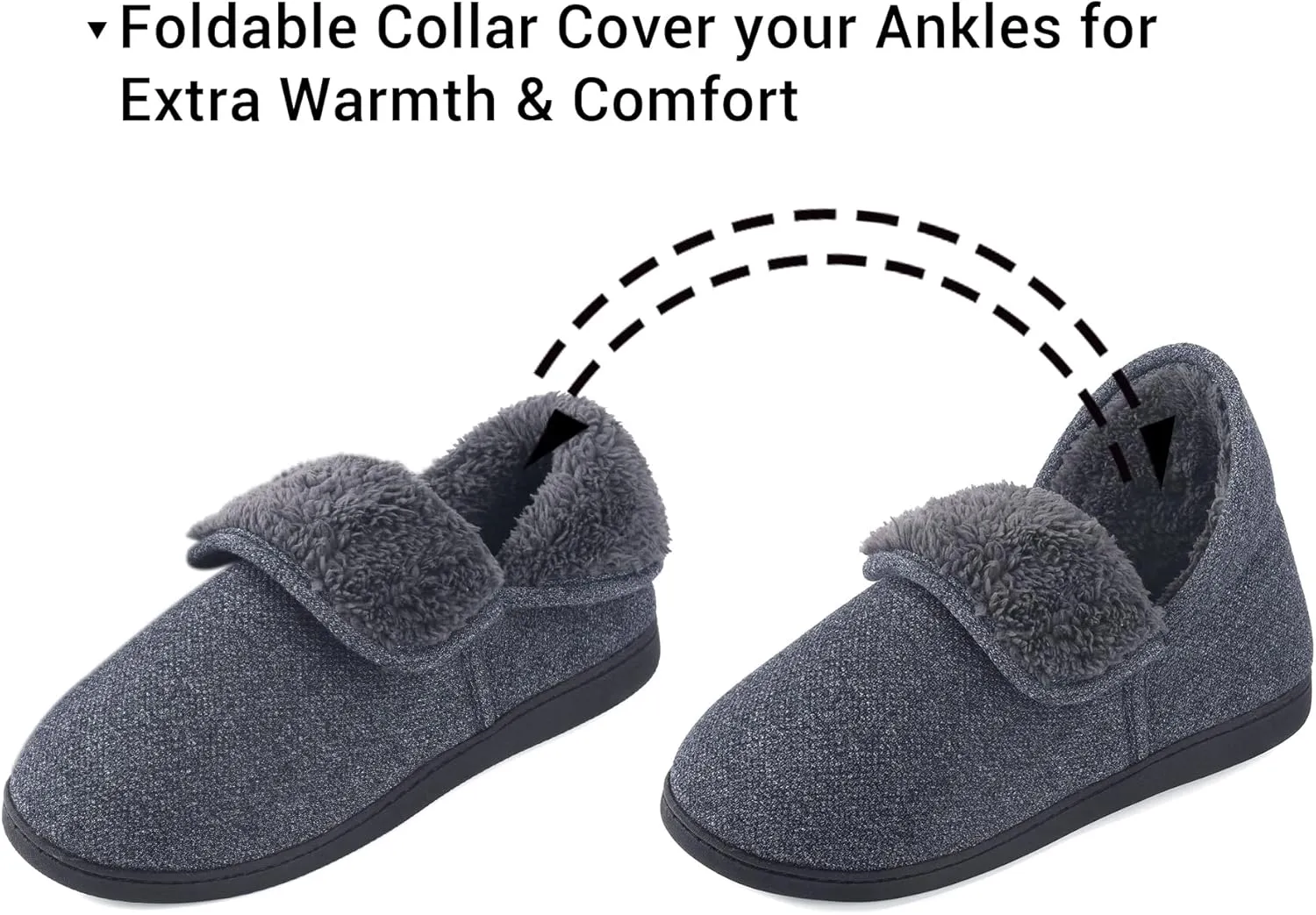 Mens Knit Bootie Slippers Comfy Casual Memory Foam Boot Slipper Indoor Outdoor House Shoes