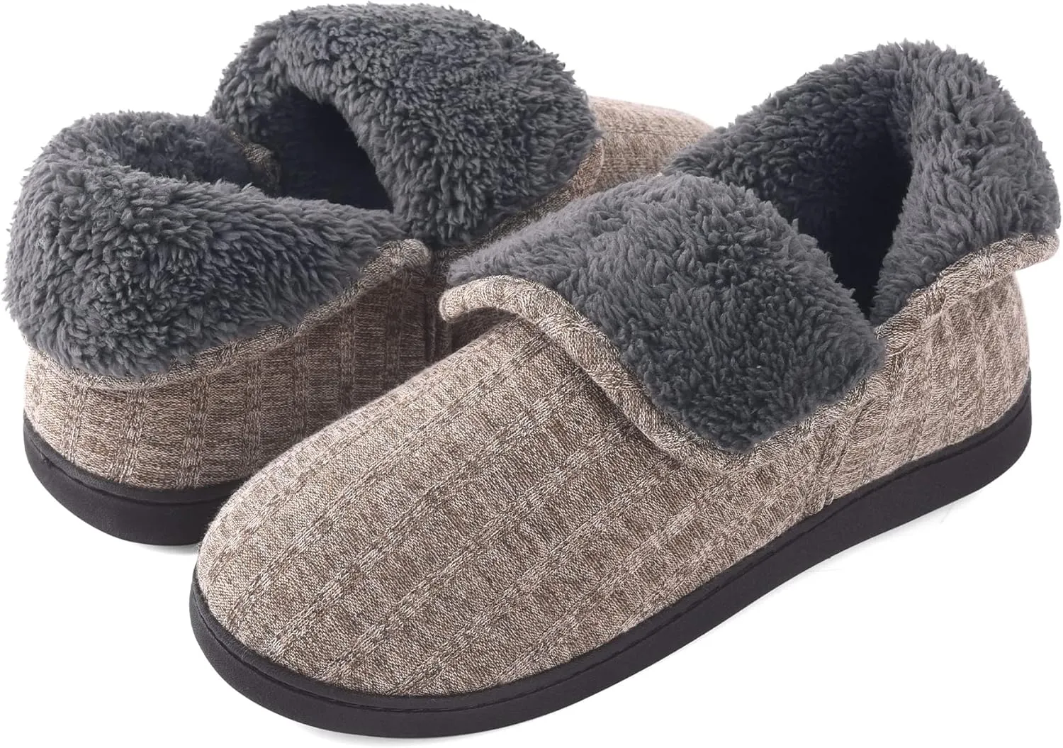 Mens Knit Bootie Slippers Comfy Casual Memory Foam Boot Slipper Indoor Outdoor House Shoes